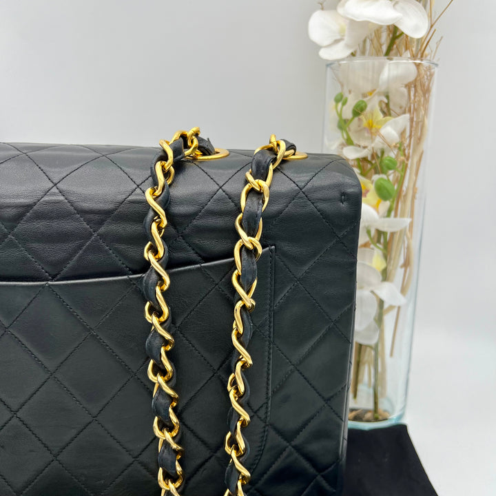 CHANEL LAMBSKIN DOUBLE FLAP MAXI