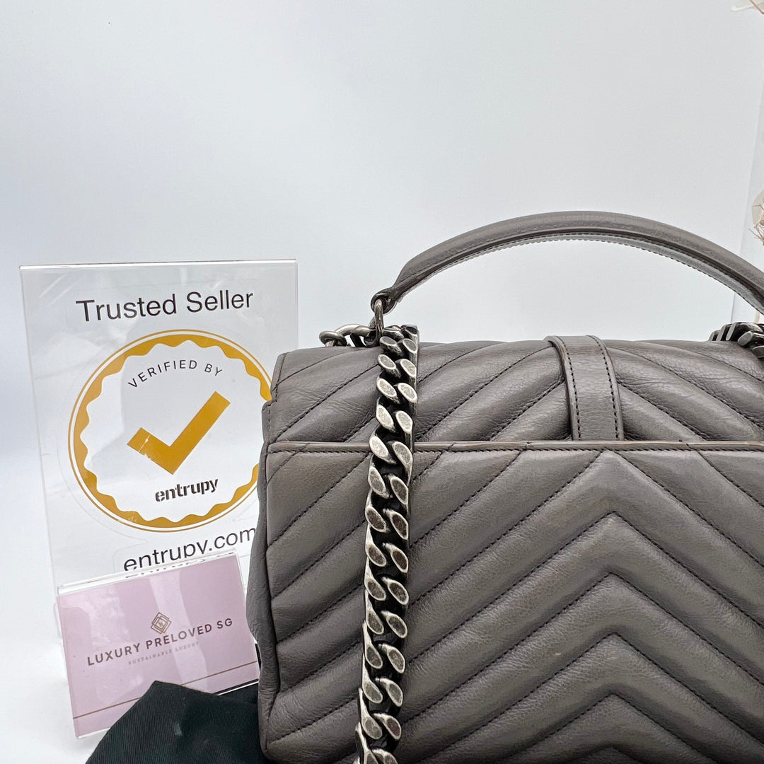 YVES SAINT LAURENT MEDIUM COLLEGE CHEVRON QUILTED WOC BAG