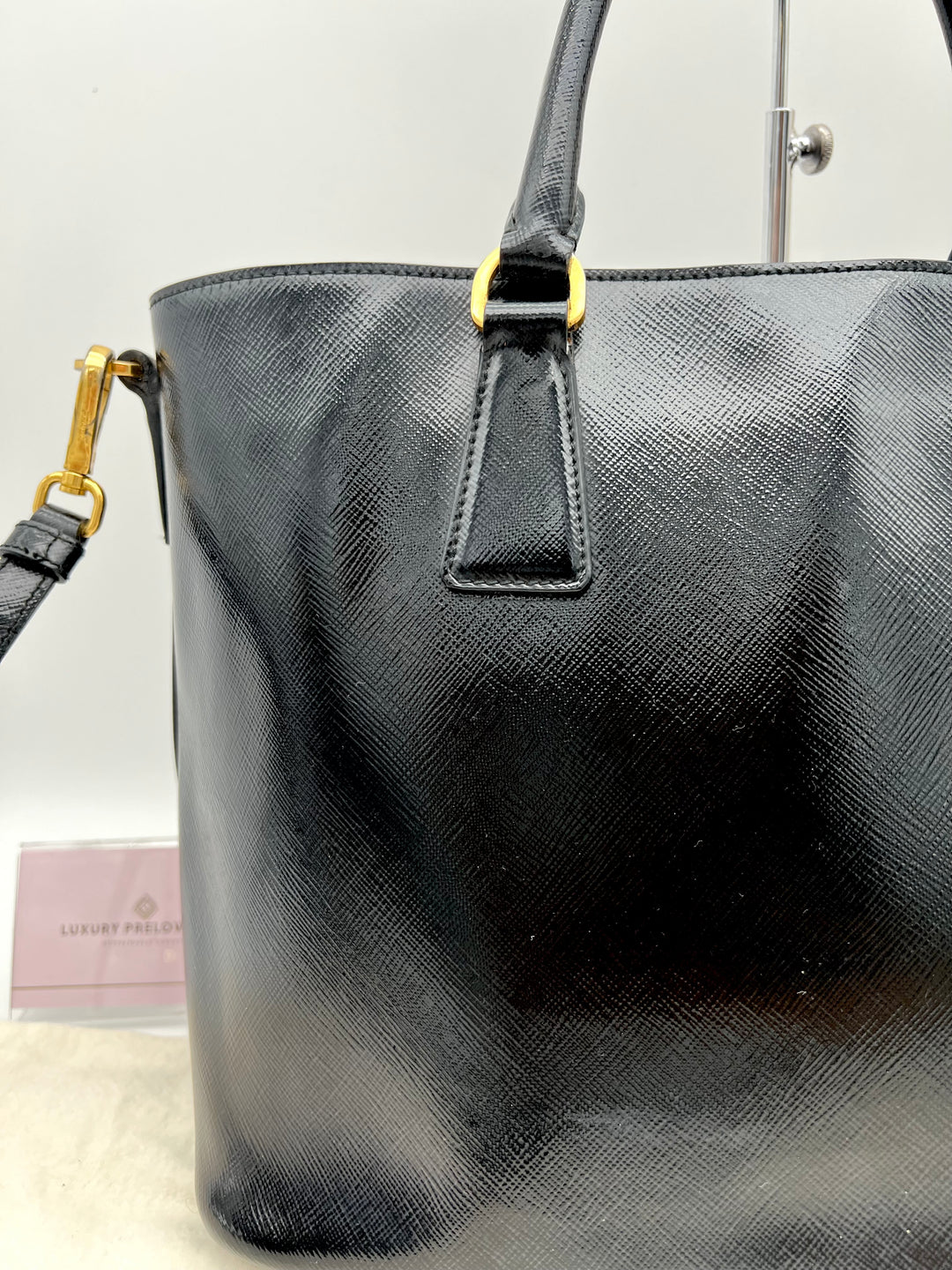 PRADA SAFFIANO VERNICE 2 WAY BLACK