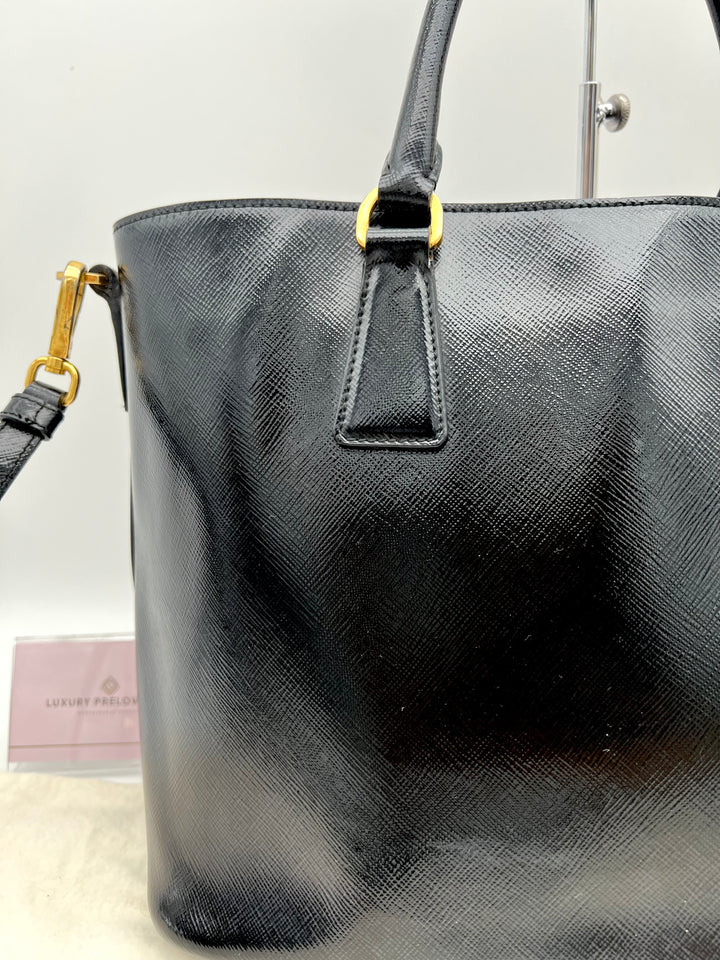 PRADA SAFFIANO VERNICE 2 WAY BLACK