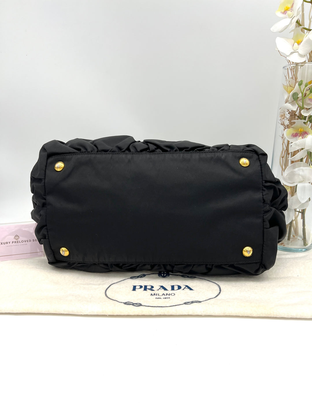PRADA NYLON PLEATED HANDLE NYLON