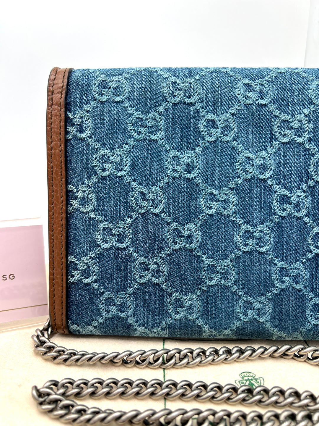 GUCCI DIONYSUS DENIM CHAIN SHOULDER BAG