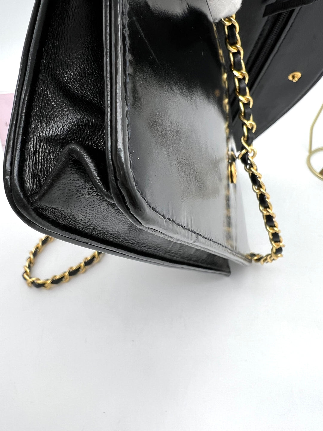 CHANEL TIMELESS WALLET ON CHAIN BLACK PATENT