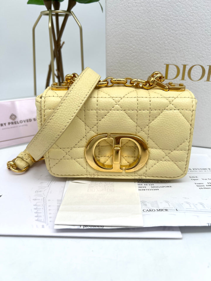 CHRISTIAN DIOR QUILTED CARO MICRO CANNAGE CALFSKIN