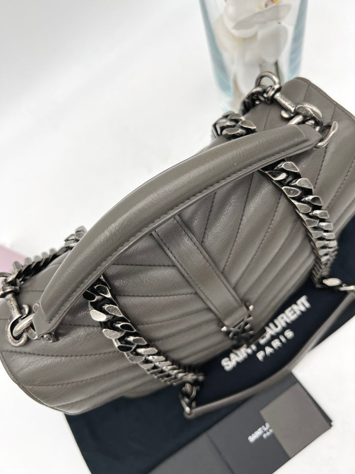 YVES SAINT LAURENT COLLEGE CHEVRON QUILTED BAG SHW MEDIUM
