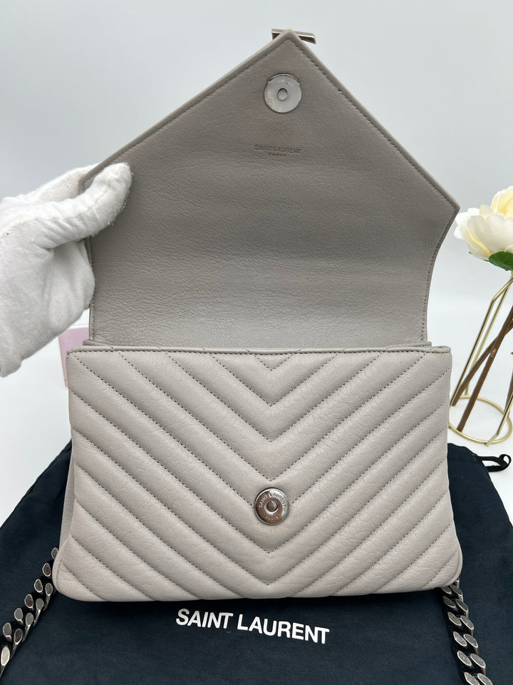 YVES SAINT LAURENT COLLEGE CHEVRON QUILTED BAG SHW MEDIUM