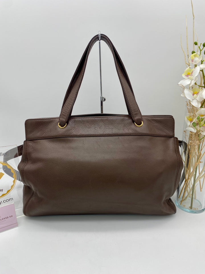 CHANEL BROWN LEATHER NO.7 2 WAY TOTE BAG