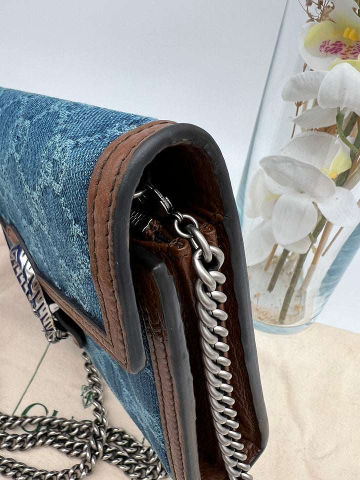 GUCCI DIONYSUS DENIM CHAIN SHOULDER BAG