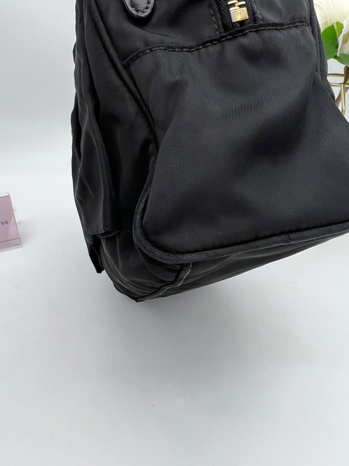 PRADA QUILTED BOW TOP HANDLE NYLON BAG