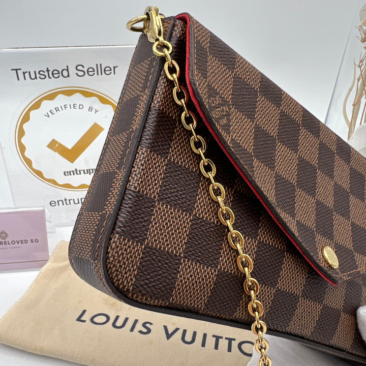 LOUIS VUITTON FELICIE DAMIER EBENE ( microchipped )