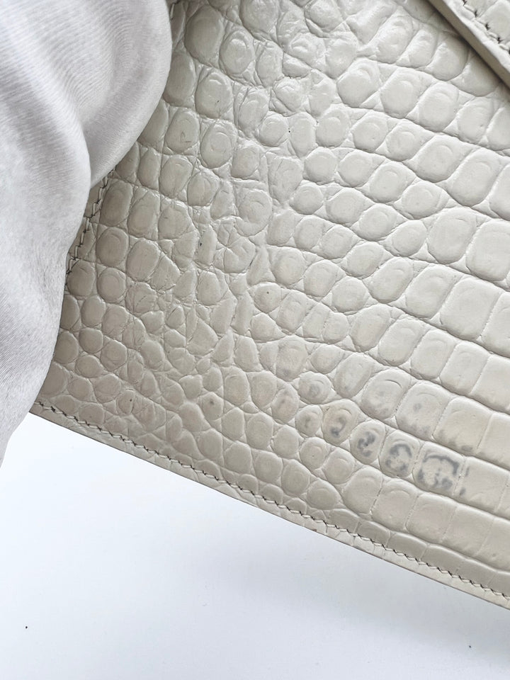 YVES SAINT LAURENT EMBOSSED CROC LEATHERCLUTCH