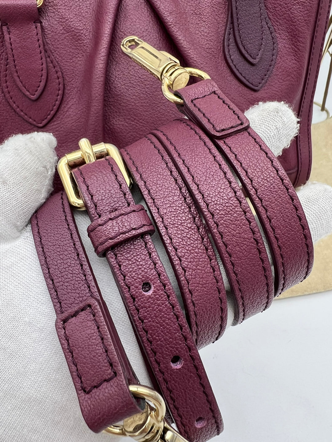 BURBERRY LONDON PURPLE GRAINED SMALL SHOULDER BAG
