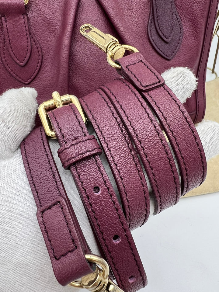 BURBERRY LONDON PURPLE GRAINED SMALL SHOULDER BAG