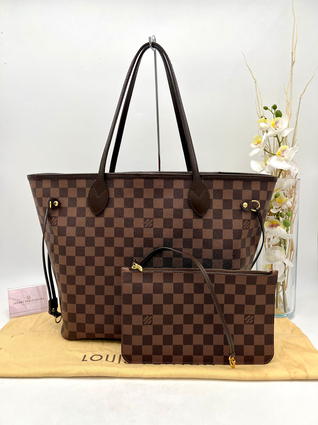 LOUIS VUITTON NEVERFULL MM DAMIER W/ POUCH