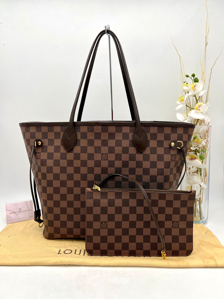 LOUIS VUITTON NEVERFULL MM DAMIER W/ POUCH