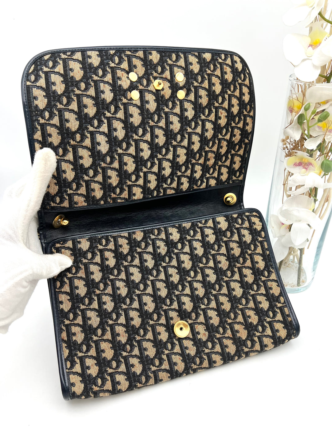 CHRISTIAN DIOR TROTTER CANVAS SHOULDER BAG