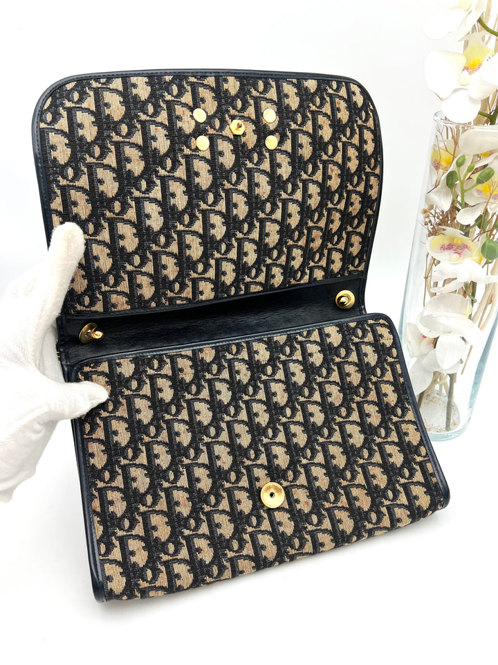 CHRISTIAN DIOR TROTTER CANVAS SHOULDER BAG