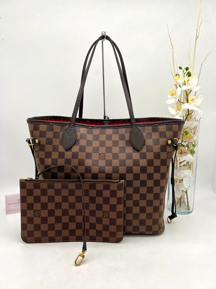 LOUIS VUITTON NEVERFULL MM DAMIER W/ POUCH