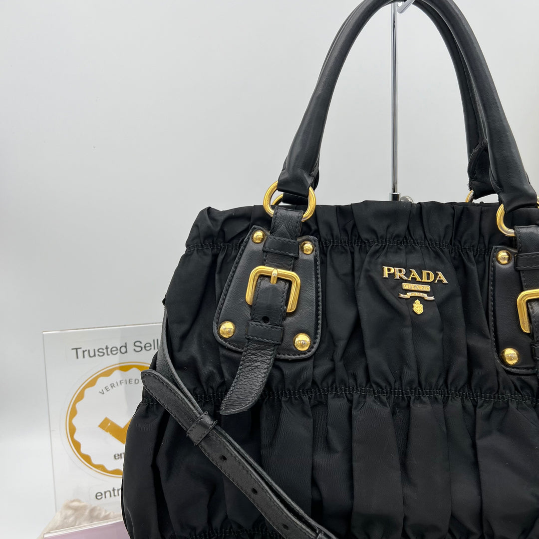 PRADA GAUFRE SHOPPING TOTE BAG