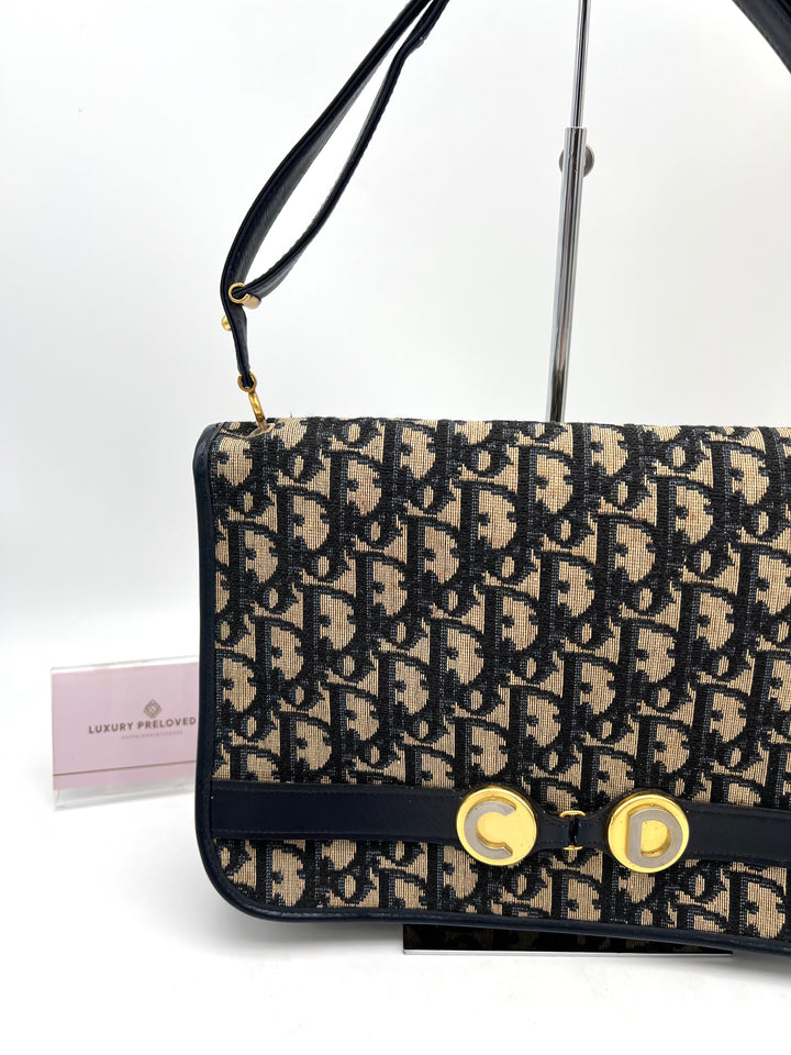 CHRISTIAN DIOR TROTTER CANVAS SHOULDER BAG
