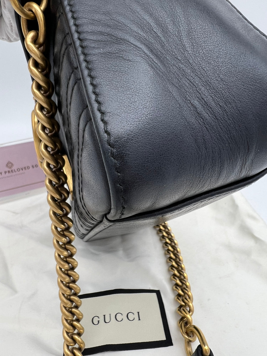 GUCCI GG MARMONT TOP HANDLE MINI CHAIN SHOULDER BAG