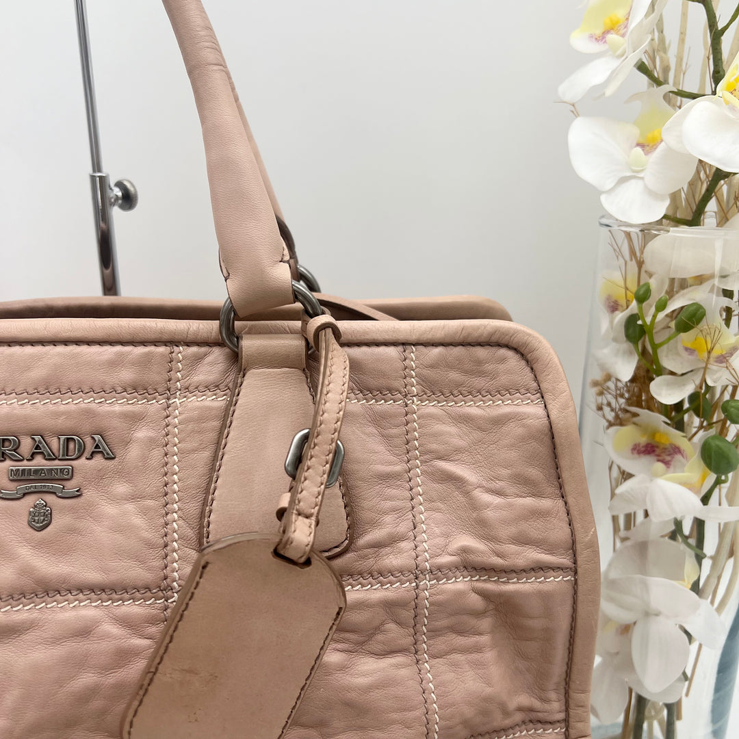 PRADA LEATHER ANTIQUE NAPPA 2 WAY BAG