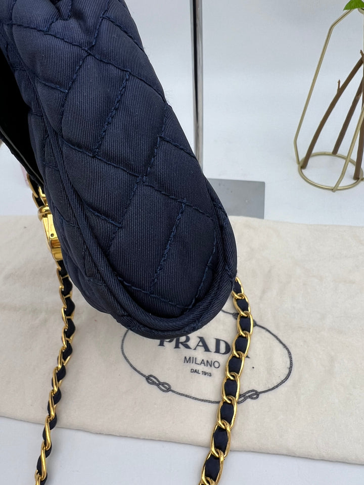 PRADA QUILTED CHAIN NYLON SHOULDER BAG