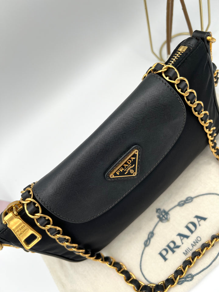 PRADA SAFFIANO NYLON CHAIN BAG