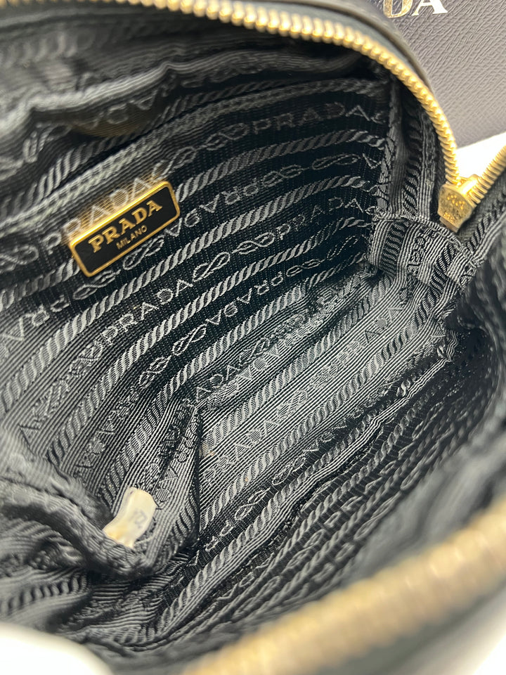 PRADA MINI CAMERA BAG SAFFIANO BLACK