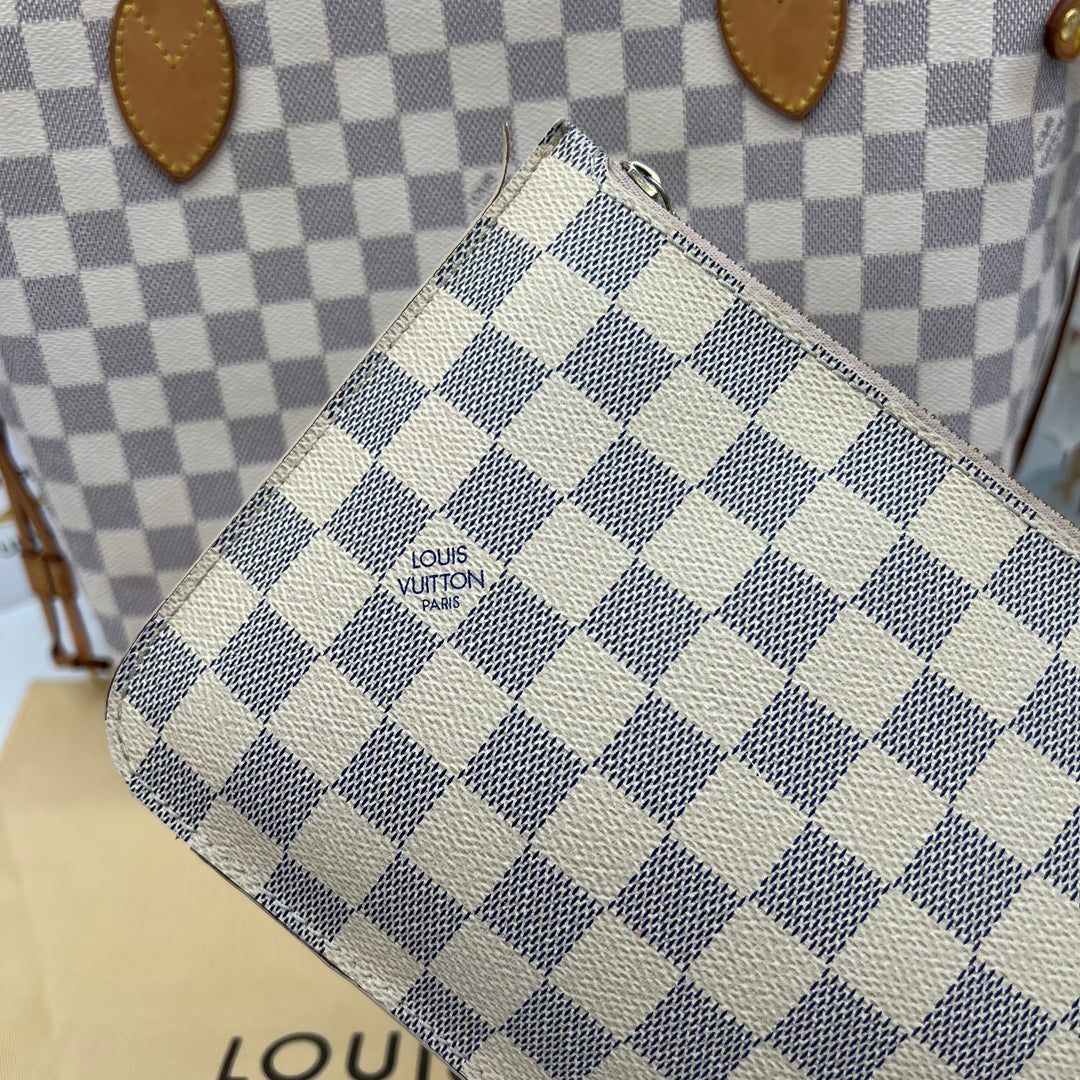 LOUIS VUITTON NEVERFULL MM AZUR W/ POUCH