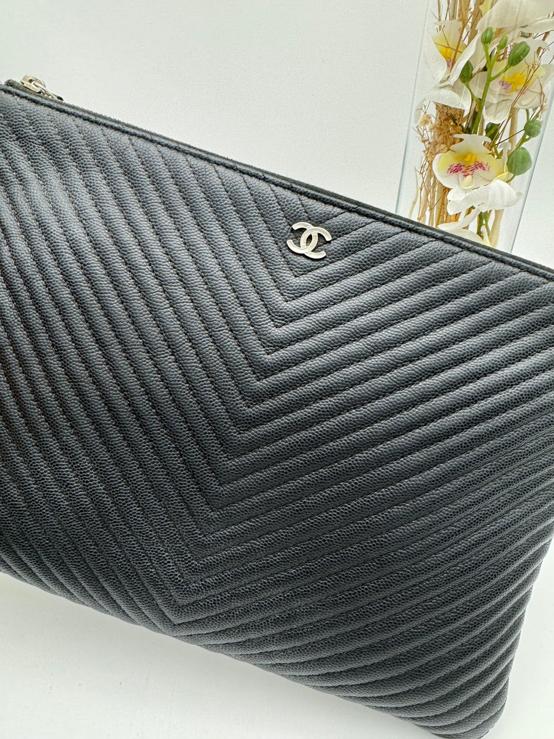 CHANEL CHEVRON LARGE CLUTCH