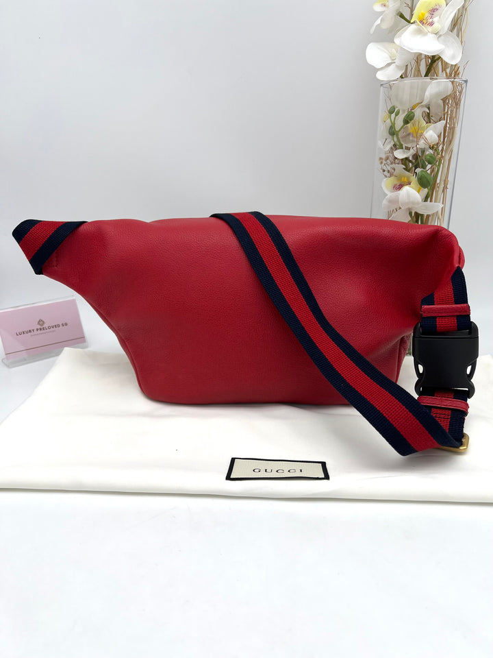 GUCCI RED LEATHER RETRO BELT BAG