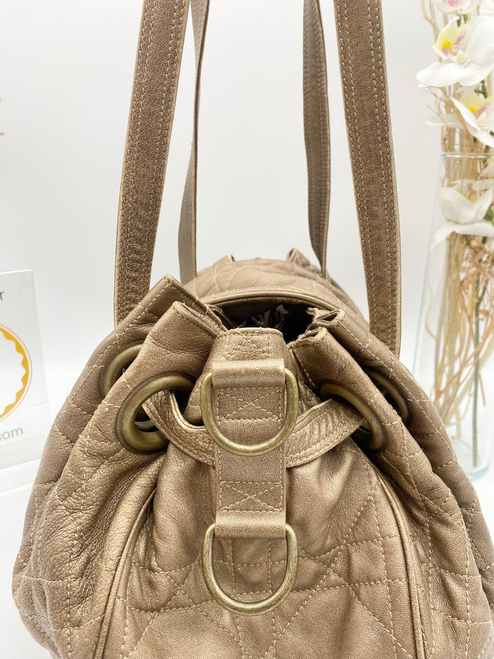 CHRISTIAN DIOR LAMB SKIN CANNAGE DRAWSTRING BAG