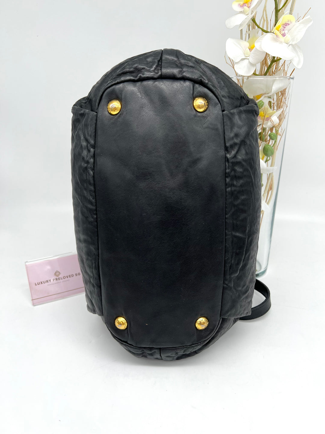 PRADA RIBBON LEATHER SHOULDER BAG