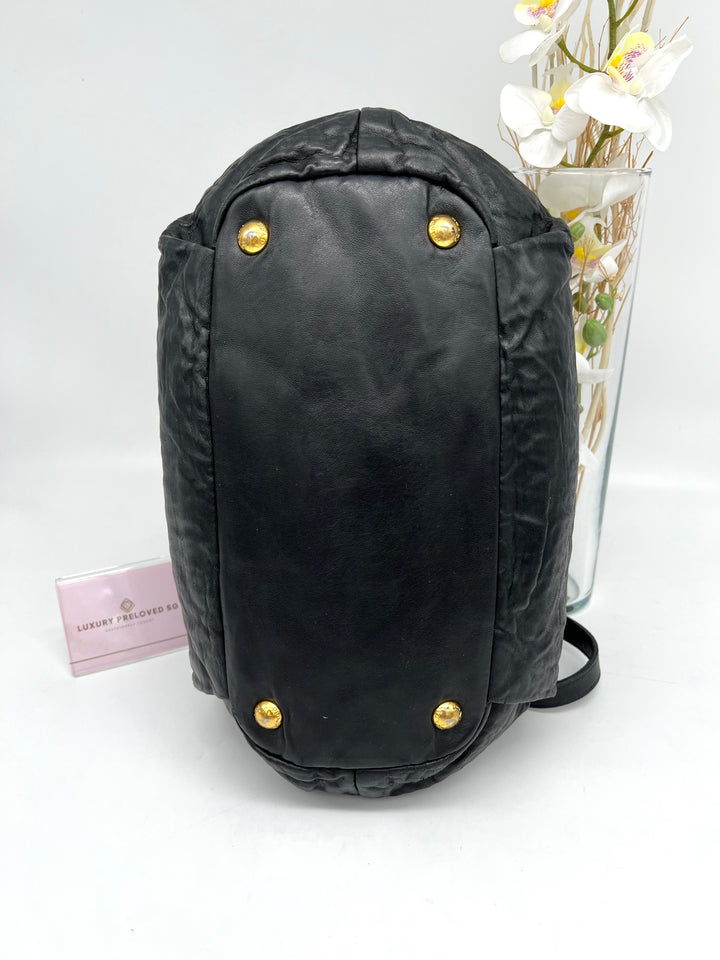 PRADA RIBBON LEATHER SHOULDER BAG