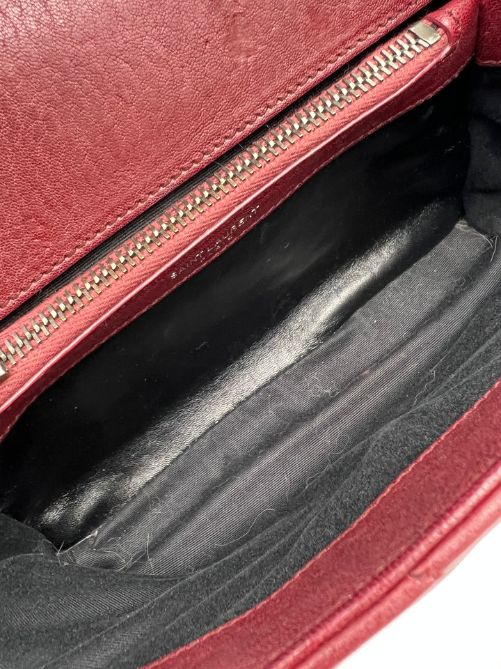 YVES SAINT LAURENT COLLEGE CHEVRON QUILTED BAG GHW