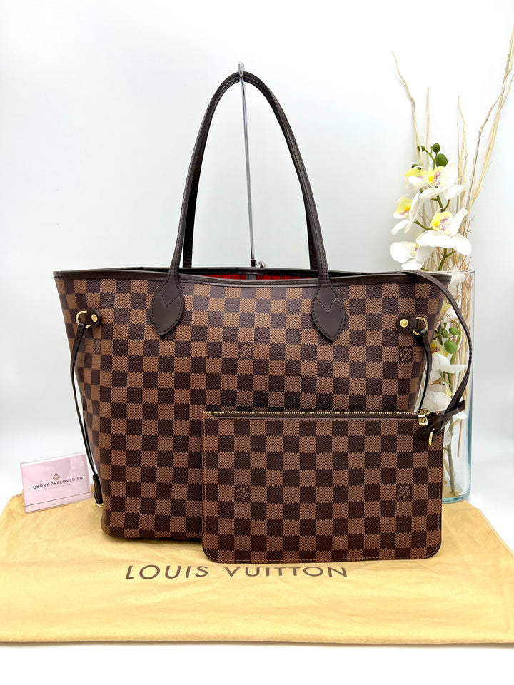 LOUIS VUITTON NEVERFULL MM DAMIER W/ POUCH
