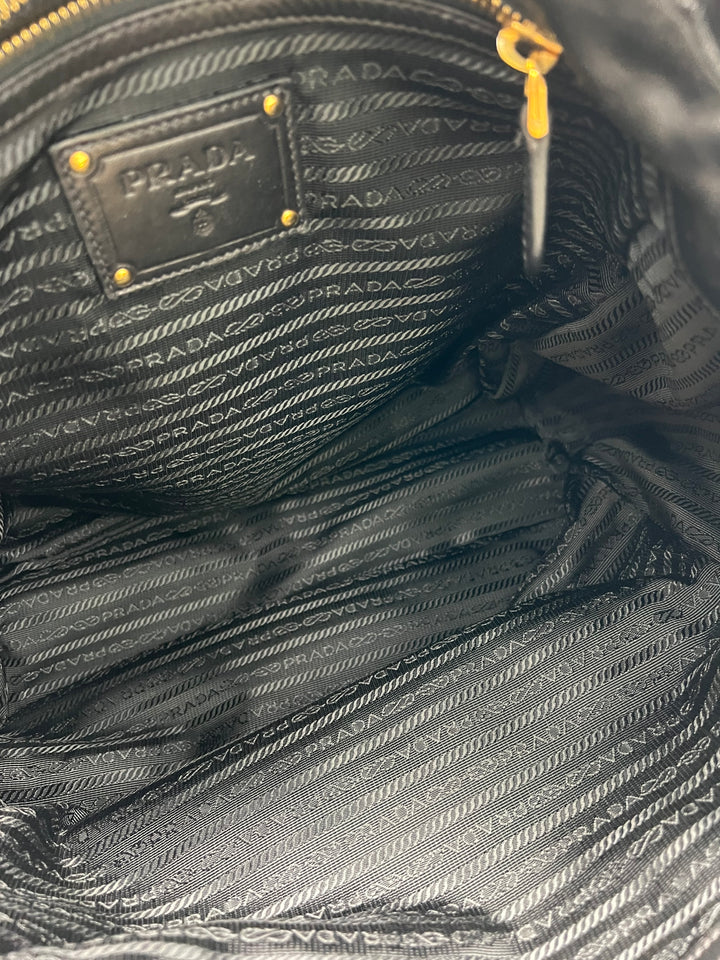 PRADA LEATHER GATHER NAPPA CHUNKY CHAIN SHOULDER BAG