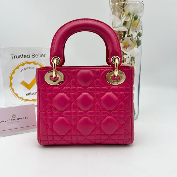 CHRISTIAN DIOR LADY DIOR MINI LAMBSKIN