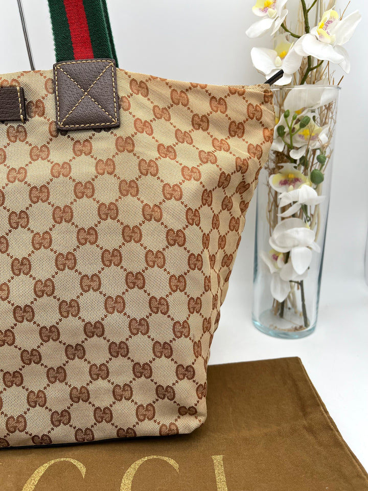 GUCCI OPHIDIA CANVAS TOTE BAG