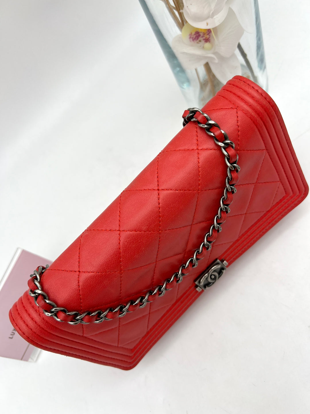 CHANEL BOY WALLET ON CHAIN LAMBSKIN