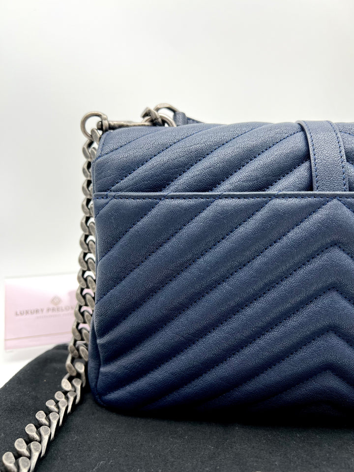 YVES SAINT LAURENT COLLEGE CHEVRON QUILTED BAG GHW MEDIUM