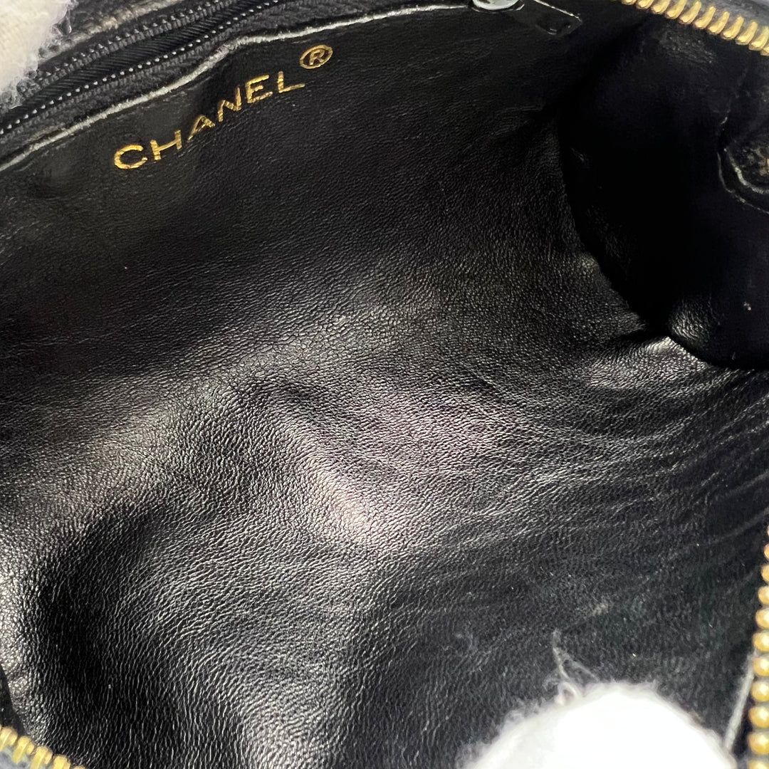 CHANEL LAMBSKIN BARREL QUILTED BAG