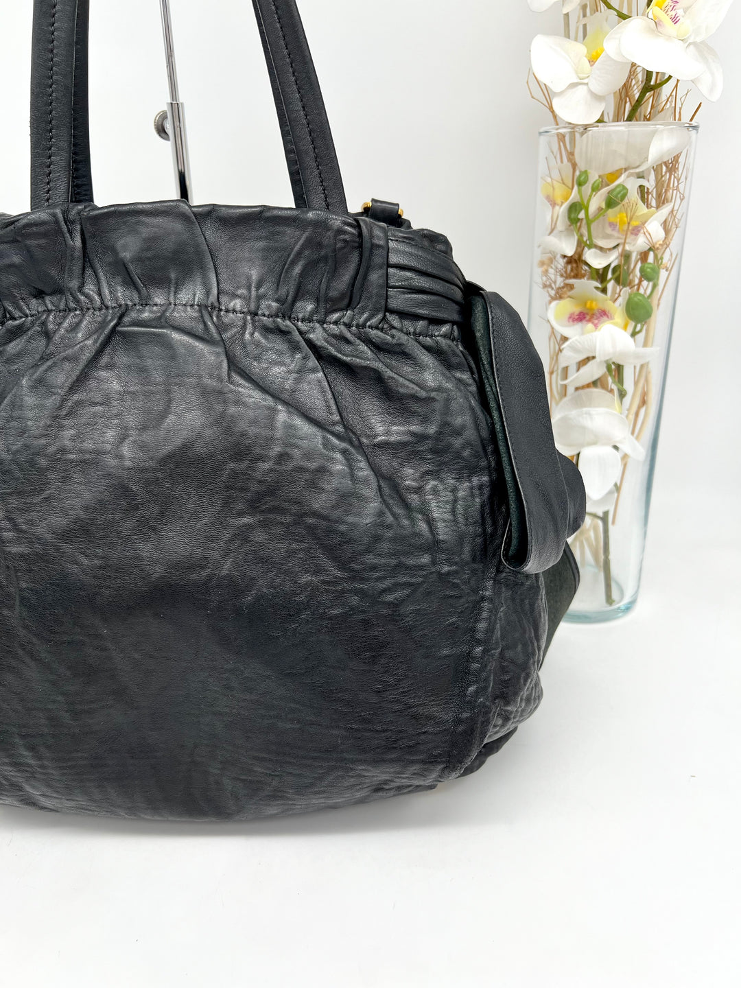 PRADA RIBBON LEATHER SHOULDER BAG