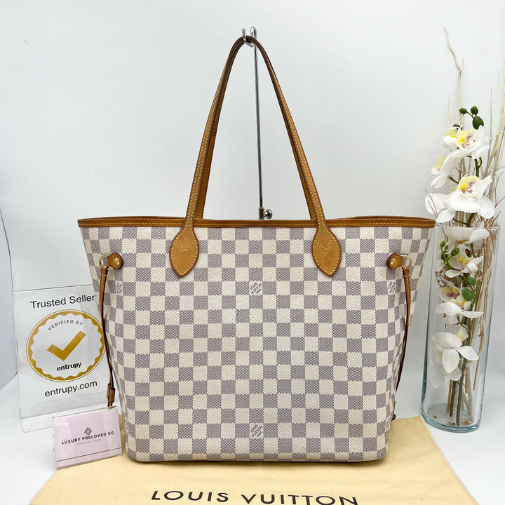 LOUIS VUITTON NEVERFULL MM AZUR W/ POUCH