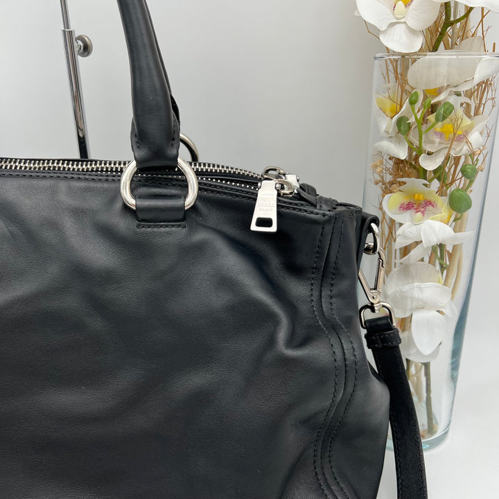 PRADA SOFT CALF BLACK LEATHER 2 WAY BAG