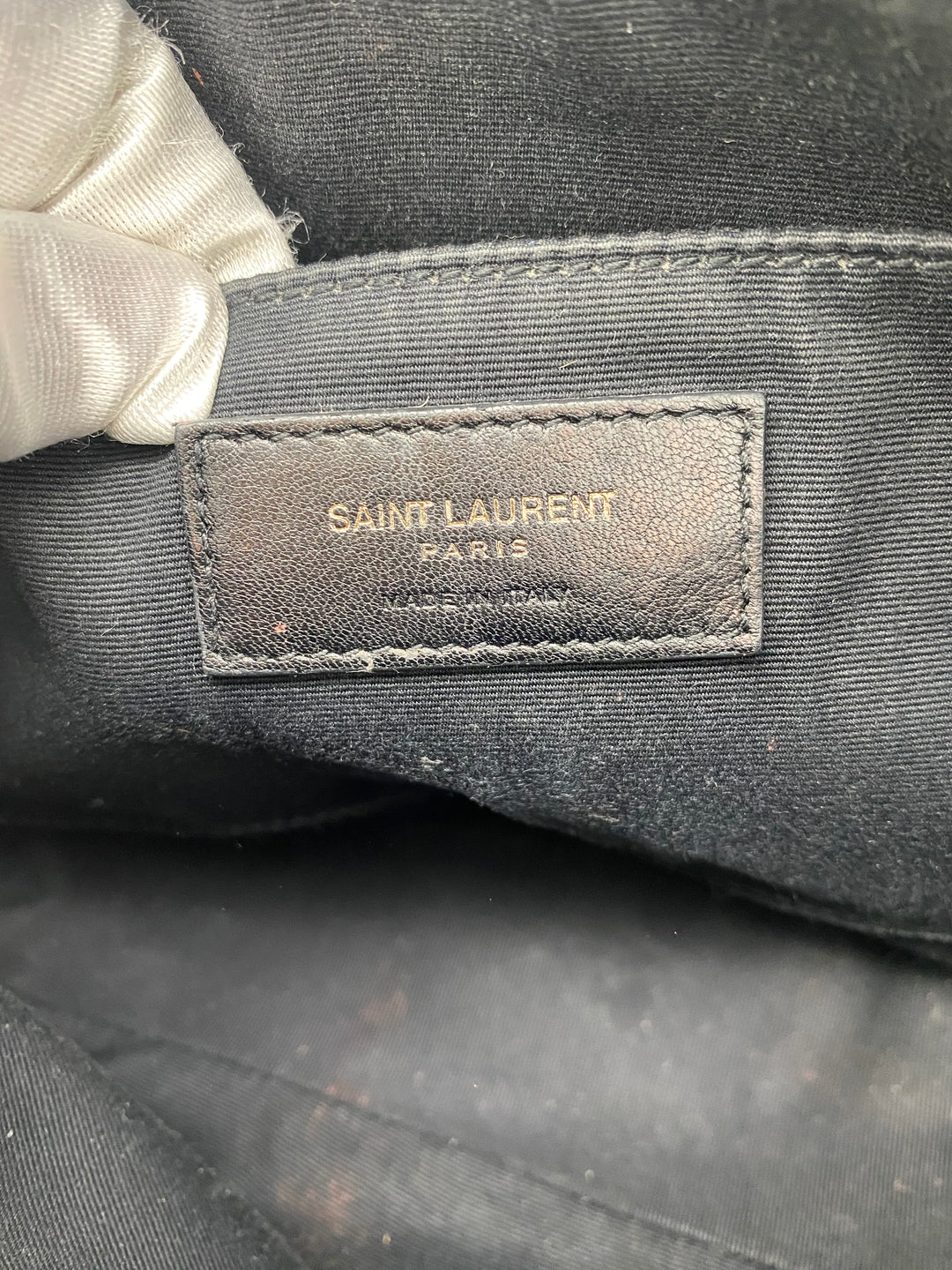 YVES SAINT LAURENT CALFSKIN CROC EMBOSSED CAMERA BAG