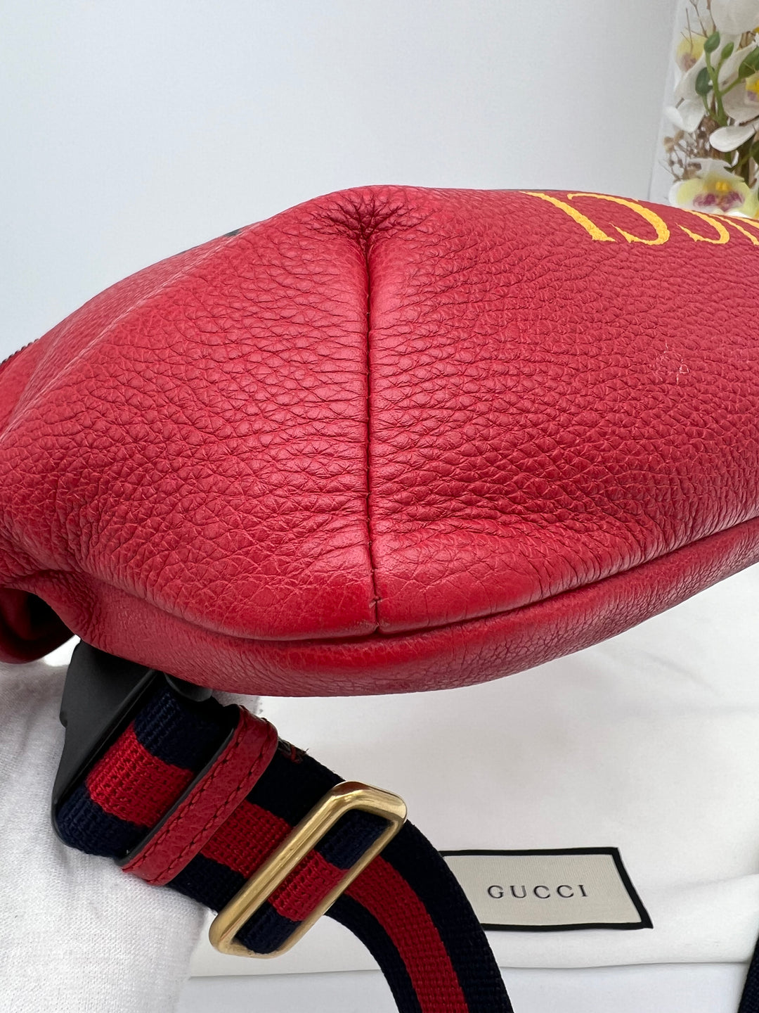 GUCCI RED LEATHER RETRO BELT BAG