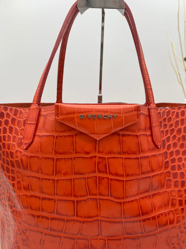 GIVENCHY ANTIGONA CROC EMBOSSED TOTE BAG