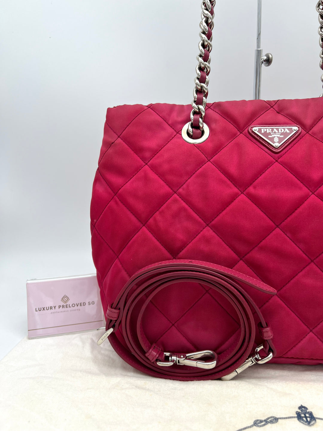 PRADA QUILTED TESSUTO CHAIN SHOULDER BAG
